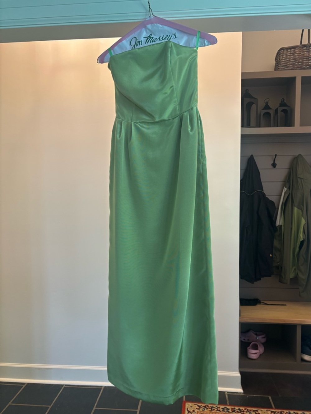 LulaKate Hannah dress
Color:fern
Brunch Skirt
Fabric: Drapey Bengaline 
Size: 4
